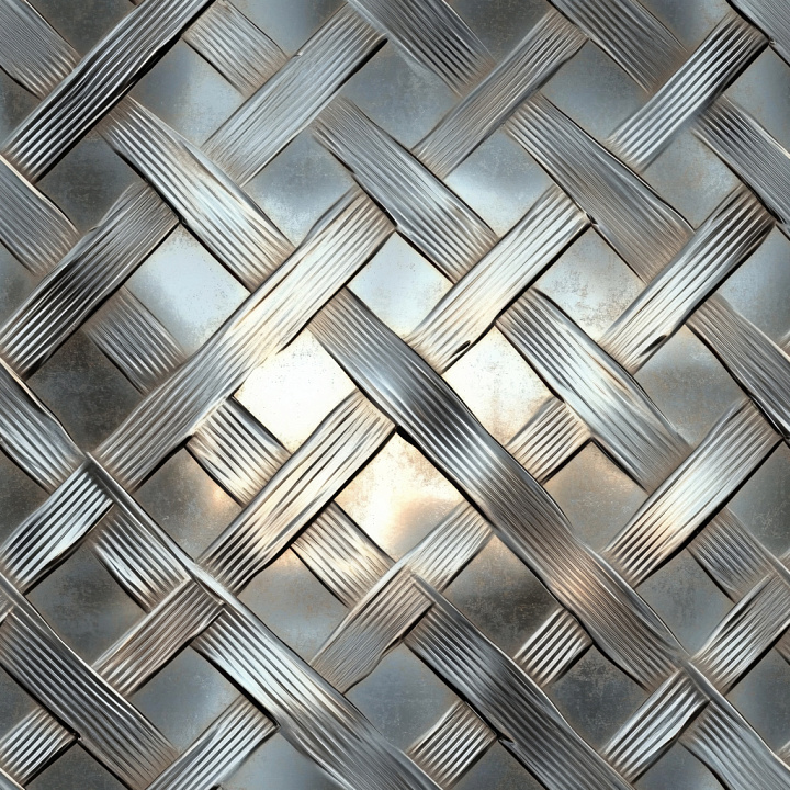 Woven Steel Metal with Brushed Pattern and Metallic Sheen seamless PBR texture preview