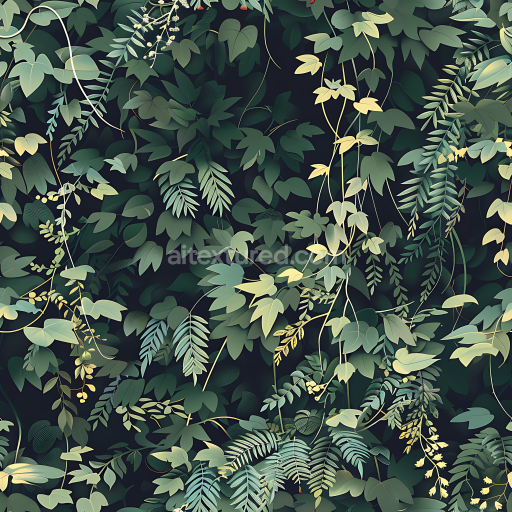 Seamless 3D Jungle Camouflage PBR Texture Featuring Dense Leaf Foliage and Natural Greens
