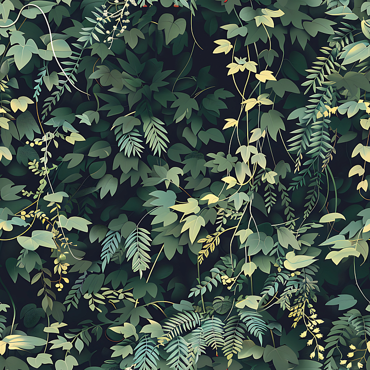 Jungle Camouflage Featuring Dense Leaf Foliage and Natural Greens seamless PBR texture preview