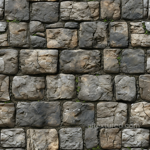 Weathered Stone Wall PBR Texture with Moss and Cracks seamless Stone PBR texture