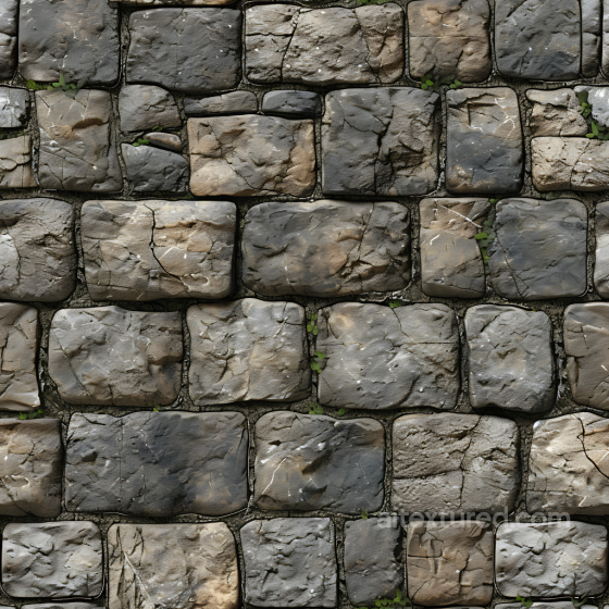 Weathered Stone Wall PBR Texture with Moss and Cracks Stone texture preview