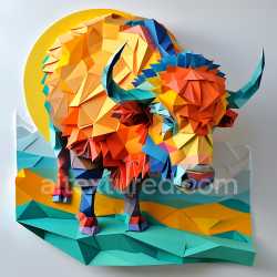 seamless Seamless 3D PBR Texture of Vibrant Origami Buffalo with Geometric Facets texture 8k free download PBR