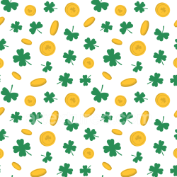seamless Seamless 3D PBR Texture of Lucky Clover and Gold Coins in Flat Style texture 8k free download PBR