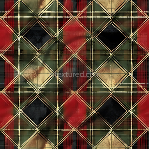 Seamless 3D Painted Metal PBR Texture Featuring Weathered Plaid Pattern