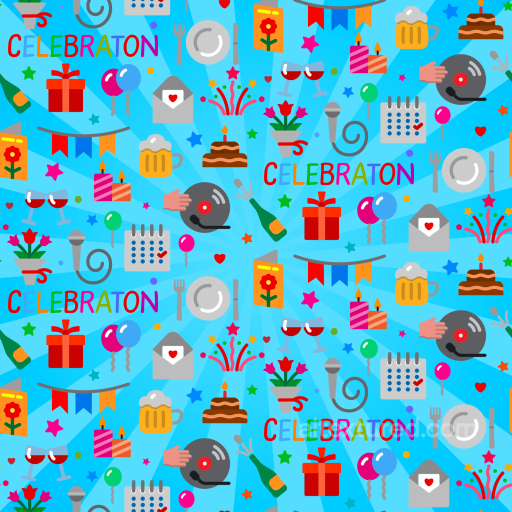 Birthday Celebration Pattern Texture with Colorful Party Icons seamless Birthday PBR texture