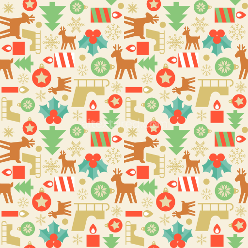 Seamless 3D PBR Texture of Colorful Christmas Digital Paper with Holiday Motifs