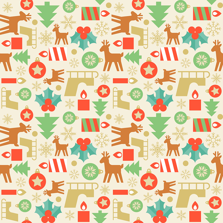 Featuring Colorful Christmas Digital Paper Pattern with Reindeer and Ho… seamless PBR texture preview