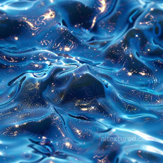 Glossy Blue Fabric Seamless Texture with Shimmering Gold Sparkles Glossy texture preview