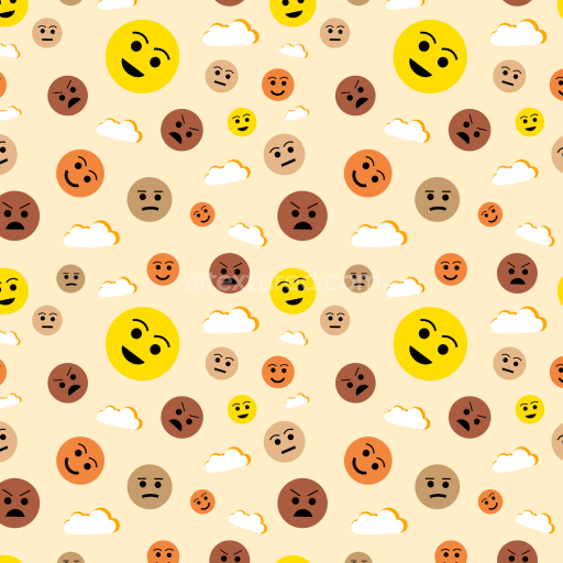 Seamless 3D PBR Texture of Colorful Happy Face Emoticon Pattern