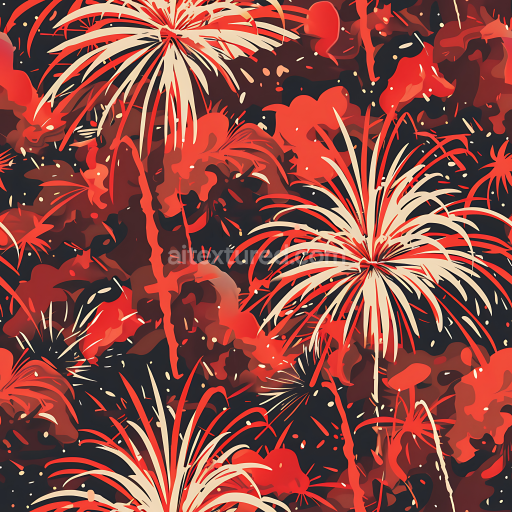 Seamless Stylized Firework Camouflage PBR Texture in Red and Beige Tones