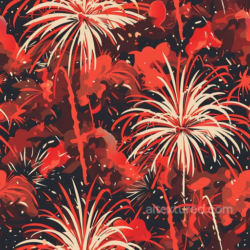 Seamless Stylized Firework Camouflage PBR Texture in Red and Beige Tones seamless Color Camouflage PBR texture