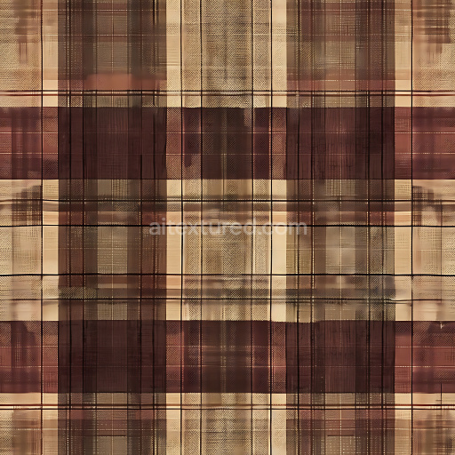 Seamless 3D PBR Plaid Fabric Texture with Brown and Beige Tones