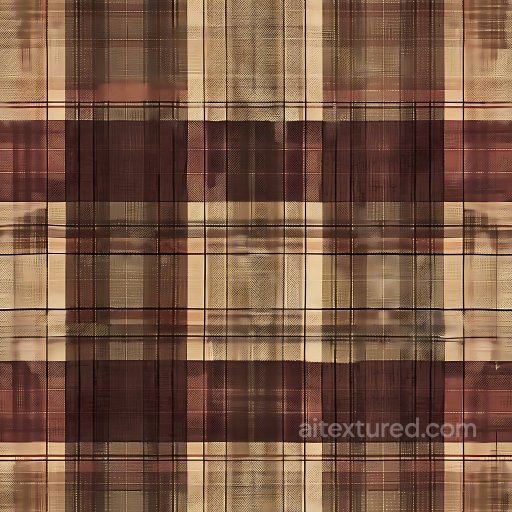 Seamless 3D PBR Plaid Fabric Texture with Brown and Beige Tones texture preview