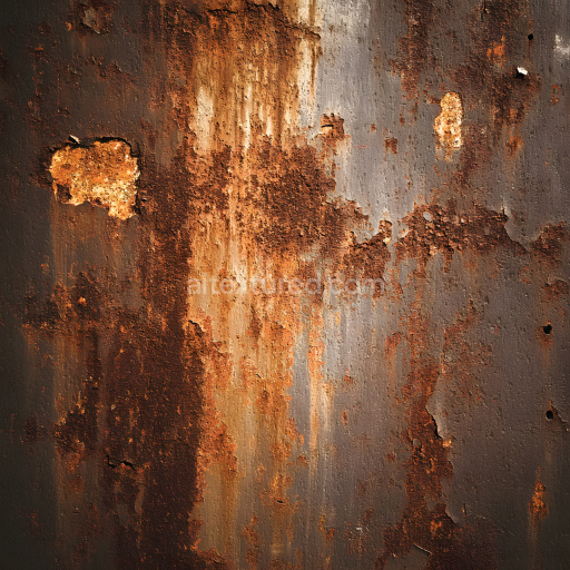 Seamless 3D Rusty Metal Cracked & Holes PBR Texture with Orange Corrosion and Worn Surfaces