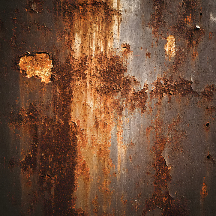 Rusty Metal Cracked & Holes with Orange Corrosion and Worn Surfaces seamless PBR texture preview