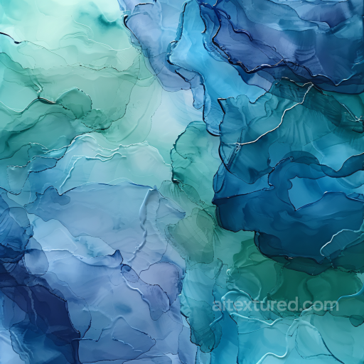 Alcohol Ink PBR Texture Featuring Teal and Blue Fluid Waves seamless Alcohol ink PBR texture