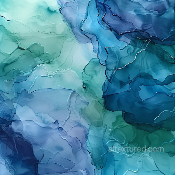 Alcohol Ink PBR Texture Featuring Teal and Blue Fluid Waves Alcohol ink texture preview