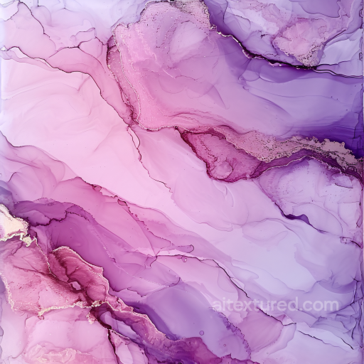 Alcohol Ink PBR Texture with Pink and Purple Fluid Swirls and Subtle Gold Veins seamless Alcohol ink PBR texture