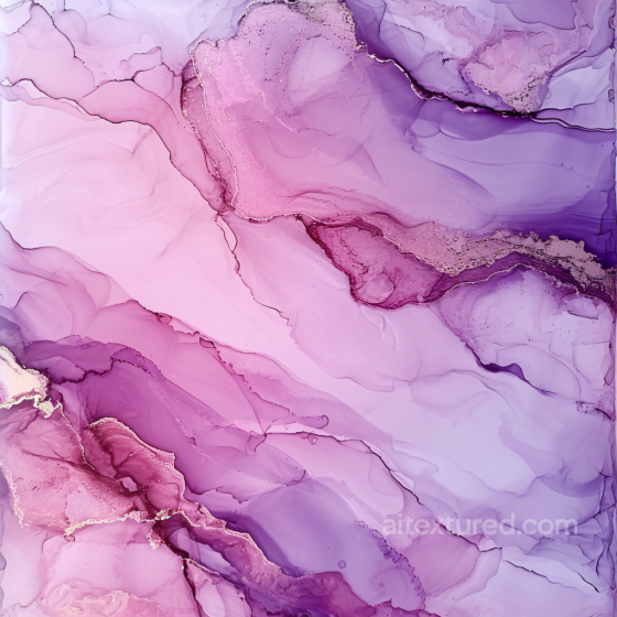 Alcohol Ink PBR Texture with Pink and Purple Fluid Swirls and Subtle Gold Veins Alcohol ink texture preview