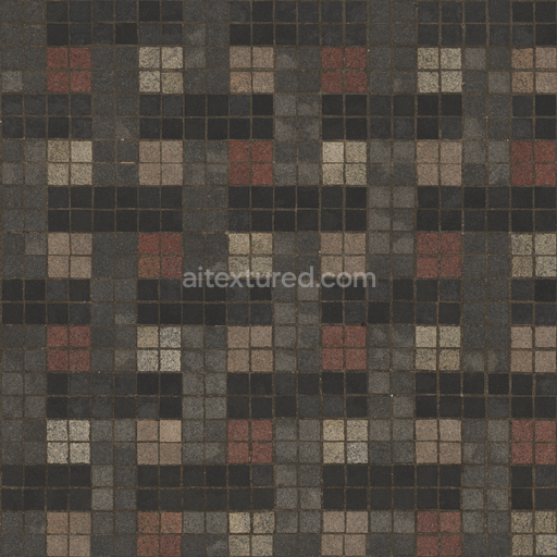 Square Tiles — Uneven Rough Tiles Outdoor Square — PBR seamless 3D texture