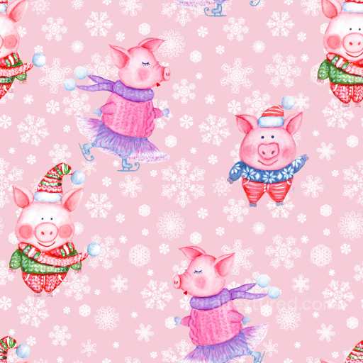 All Christmas Digital paper Texture of Cute Piglets and Snowflakes on Pink Christmas Digi… seamless All Christmas Digital paper PBR texture