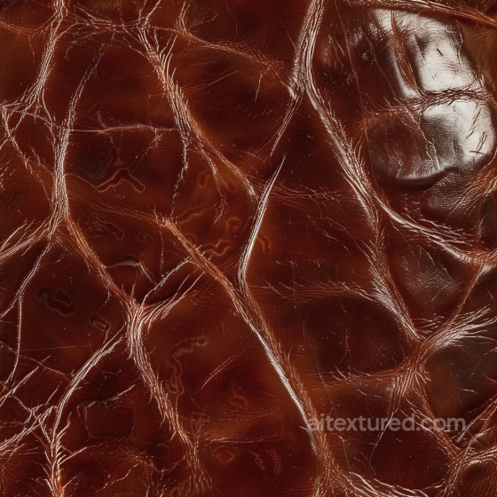 Aged Brown Cracked Leather Texture with Deep Wrinkles and Glossy Finish Leather texture preview