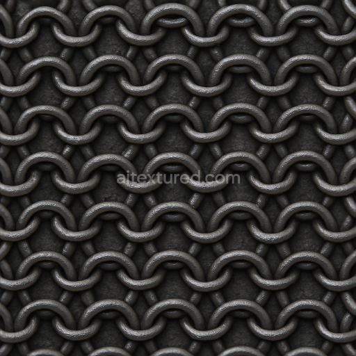 Seamless 3d texture pbr 8k of gunmetal gray chainmail with textured rings