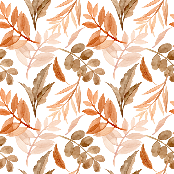 Soft Autumn Leaves in Warm Watercolor Tones seamless PBR texture preview