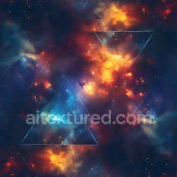 seamless Seamless 3D Space PBR Texture Featuring Vibrant Nebula Clouds and Geometric Triangles texture 8k free download PBR