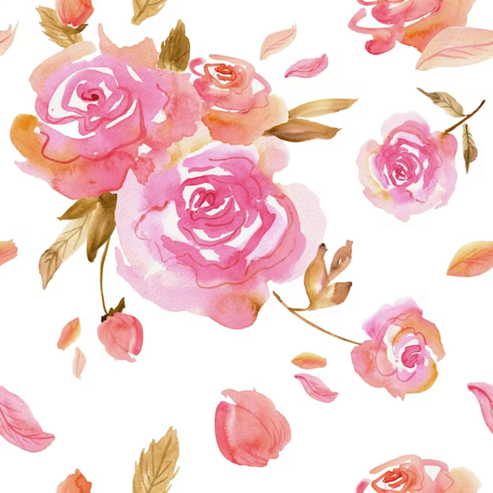 Pink Flower Watercolor Fabric with Soft Floral Pattern seamless PBR texture preview
