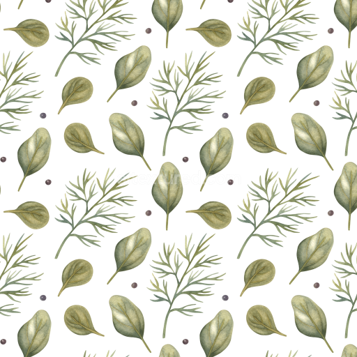 Seamless 3D PBR Texture of Watercolor Greenery Leaves Pattern