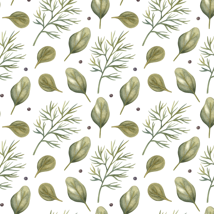 Watercolor Greenery Leaves Pattern seamless PBR texture preview