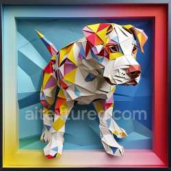 seamless Seamless 3D PBR Texture of Origami-Style Colorful Dogo Argentino Pattern texture 8k free download PBR