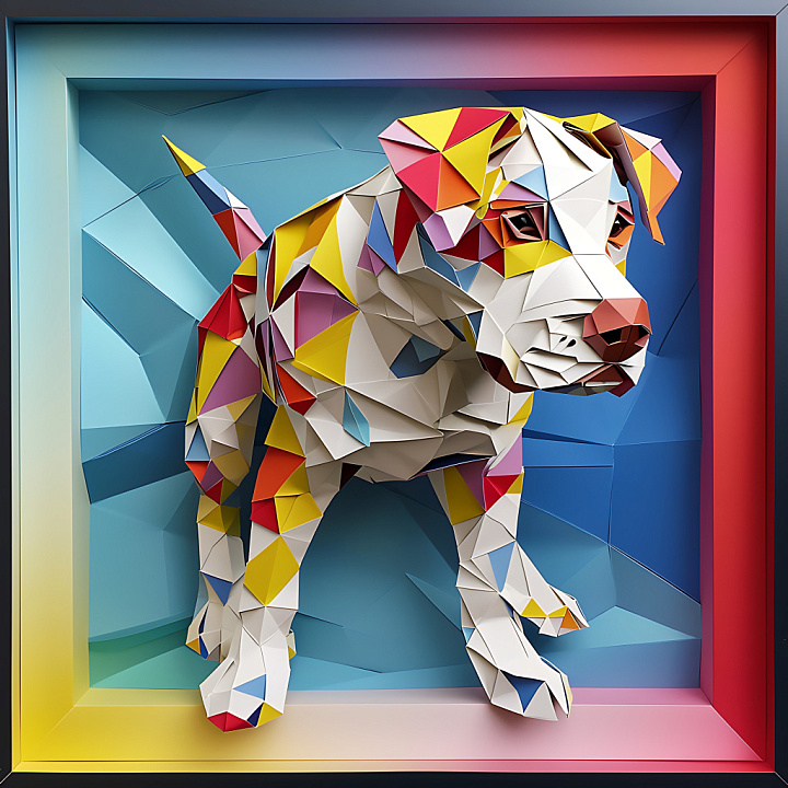 Animal of Origami-Style Colorful Dogo Argentino Pattern seamless PBR texture preview