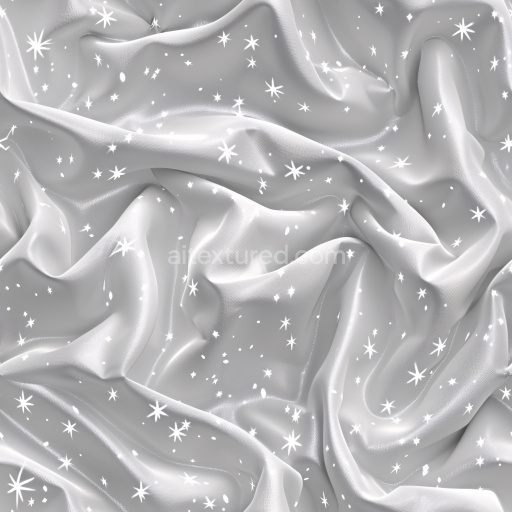 Seamless 3D PBR Texture of Glossy White Fabric with Starry Print and Soft Wrinkles