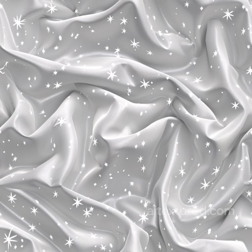 Seamless 3D PBR Texture of Glossy White Fabric with Starry Print and Soft Wrinkles texture preview