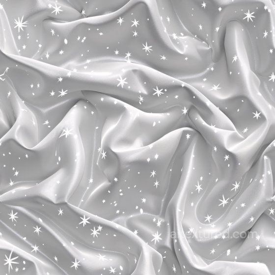 Glossy White Fabric Seamless Texture with Starry Print and Soft Wrinkles Glossy texture preview