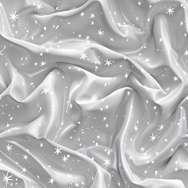 Glossy White Fabric with Starry Print and Soft Wrinkles seamless PBR texture preview