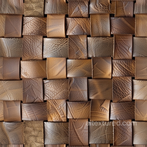 Woven Brown Leather Squares Seamless Texture with Natural Grain and Patina seamless Leather PBR texture