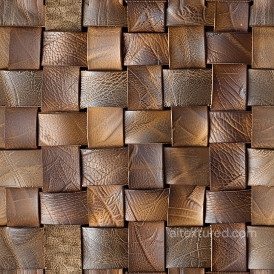 Woven Brown Leather Squares Seamless Texture with Natural Grain and Patina Leather texture preview