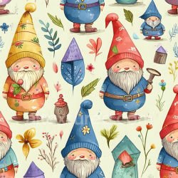 seamless Seamless 3D PBR Texture of Colorful Easter Gnomes with Floral Elements texture 8k free download PBR