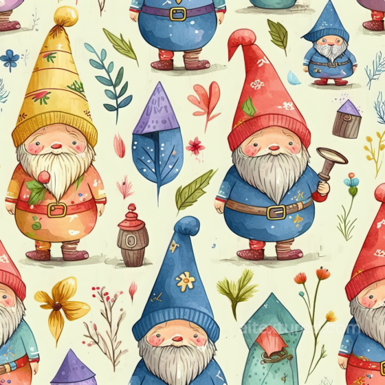 All Easter Digital paper Texture of Colorful Easter Gnomes with Floral Elements All Easter Digital paper texture preview