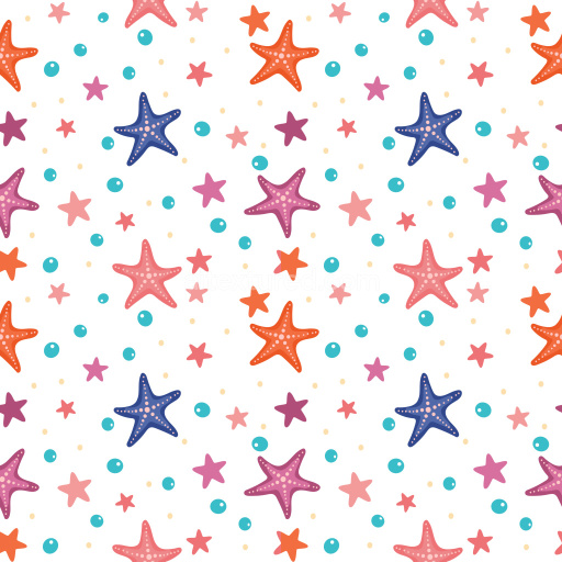 Pattern Bundle - Seamless 3D Pattern PBR Texture with Colorful Starfish and Bubble Motifs texture preview