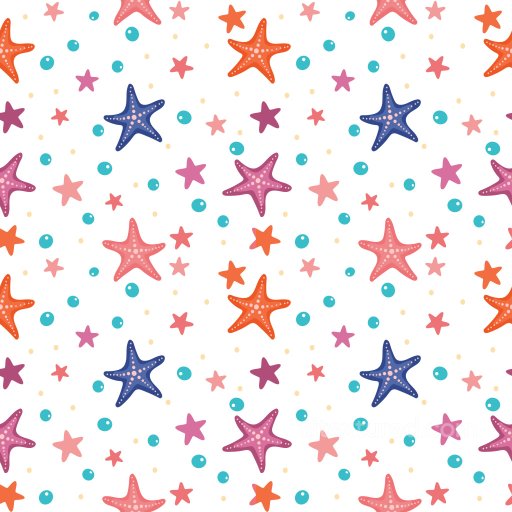 Pattern PBR Texture with Colorful Starfish and Bubble Motifs seamless Pattern Bundle PBR texture