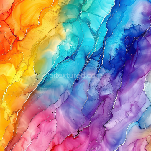 Seamless 3D Alcohol Ink PBR Texture with Multicolor Fluid Waves and Organic Marbling