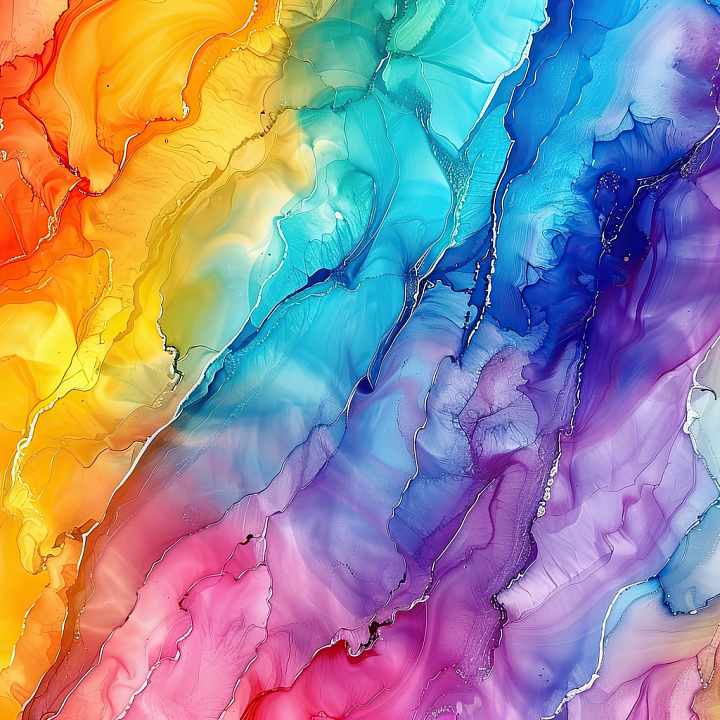 Alcohol Ink with Multicolor Fluid Waves and Organic Marbling seamless PBR texture preview