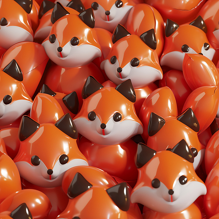 Inflated of Glossy Orange Fox Plush Vinyl seamless PBR texture preview
