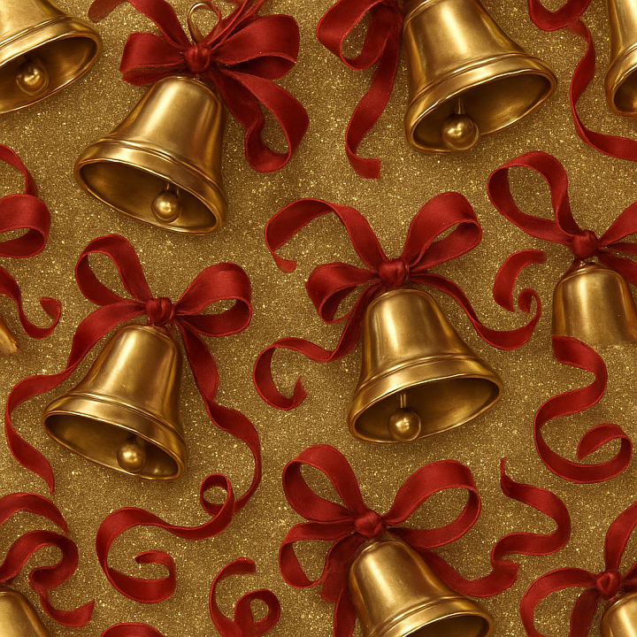 Brass Bells Metallic Sheen Festive Ornament seamless PBR texture preview