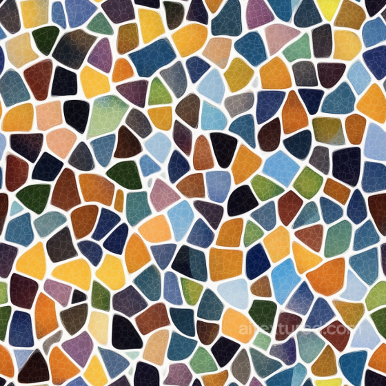 Ceramic Mosaic PBR Texture with Irregular Multicolor Glossy Tiles Mosaic texture preview