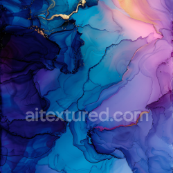 seamless Seamless 3D Alcohol Ink PBR Texture Featuring Dynamic Blue and Violet Fluid Swirls with Gold Veins texture 8k free download PBR